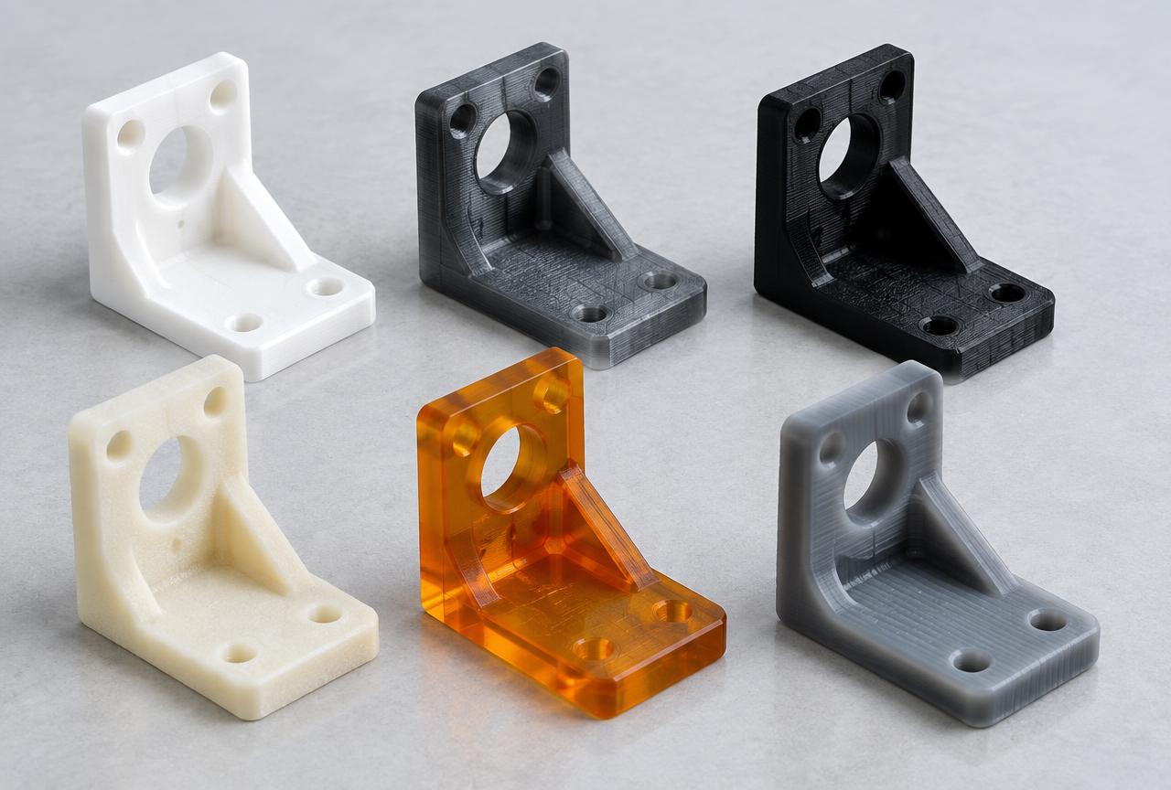 Illustrative moulded plastic components in different polymers